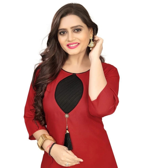 Lerkiza - Red Cotton Womens Straight Kurti ( Pack of 1 ) - XL