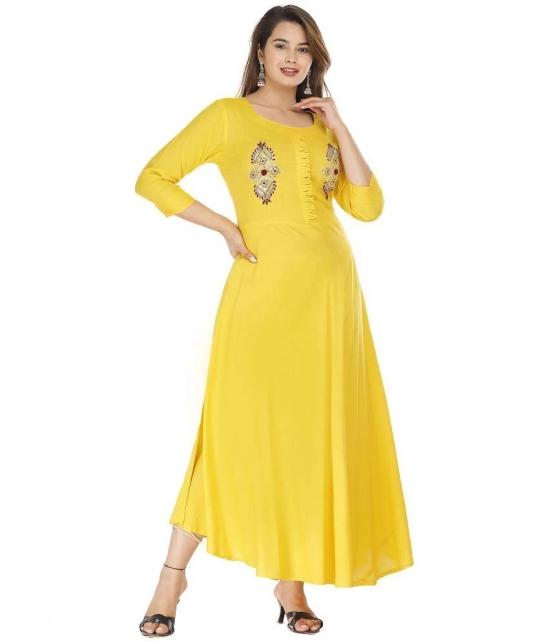 JC4U Rayon Yellow A- line Dress - Single - None