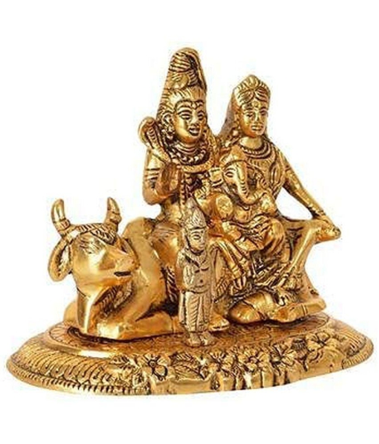 Green Tales - Brass Shiv Family Idol ( 14 cm )