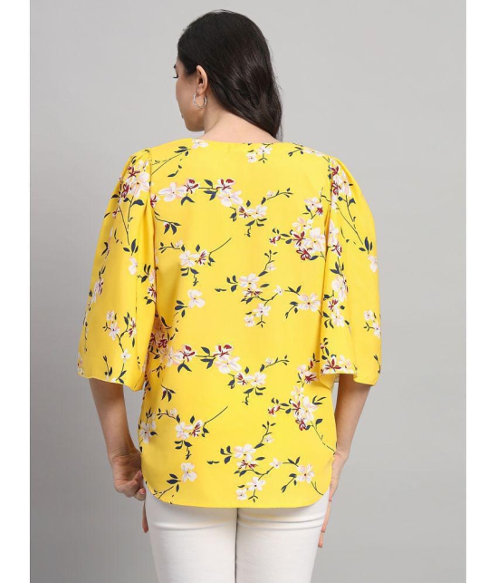 Curvydrobe Yellow Crepe Womens A-Line Top ( Pack of 1 ) - None