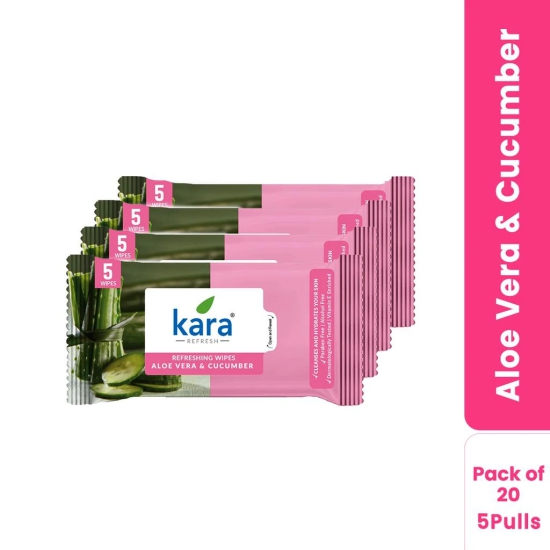 Kara Aloevera & Cucumber Refreshing Facial Wipes Pack of 20 (5 Pulls)