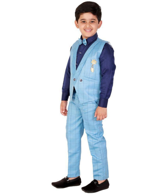 DKGF Fashion - Blue Cotton Blend Boys Shirt & Pants ( Pack of 1 ) - None