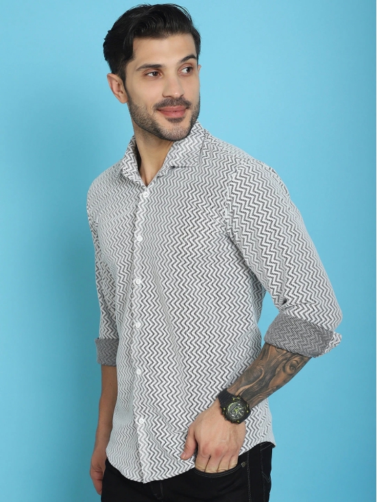 Woven Design  Cotton Shirt for Men-XXL / White