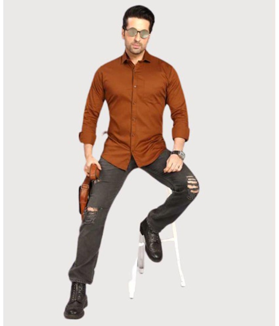 Springberry - 100% Cotton Slim Fit Rust Men's Casual Shirt ( Pack of 1 ) - None