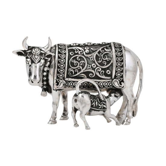 iJuels pure 925 silver  cow with calf  with certificate of purity-4.25 x 6.25 Inches