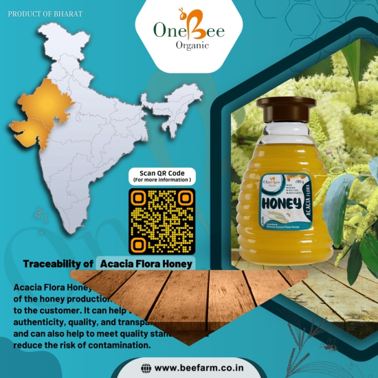 ONE BEE ORGANIC Honey | Acacia Honey/Babul Flora Honey/Bavad Nu Madh | Natural Flora Honey - 280 GM.