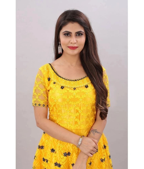 JULEE - Yellow Anarkali Net Womens Semi Stitched Ethnic Gown ( Pack of 1 ) - None