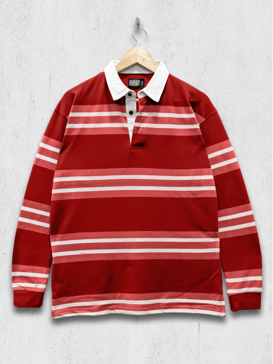 Auto Stripes Red White Polo T-Shirt-XL / Red