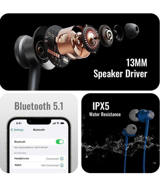 Tecsox Tecband Neo400 Bluetooth Bluetooth Earphone In Ear Powerfull Bass Blue