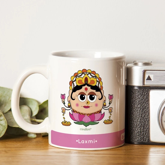 Indigifts Diwali Gift Ideas Be like Laxmi Printed Pink Coffee Mug 330 ml - Farewell Gift, House Warming Gift Items, Religious Gift Items, Gift for Family & Office Colleagues