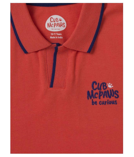 Cub McPaws Boys Coral Red Polo T Shirt | Half Sleeves | for 4-12 Years Boys - None