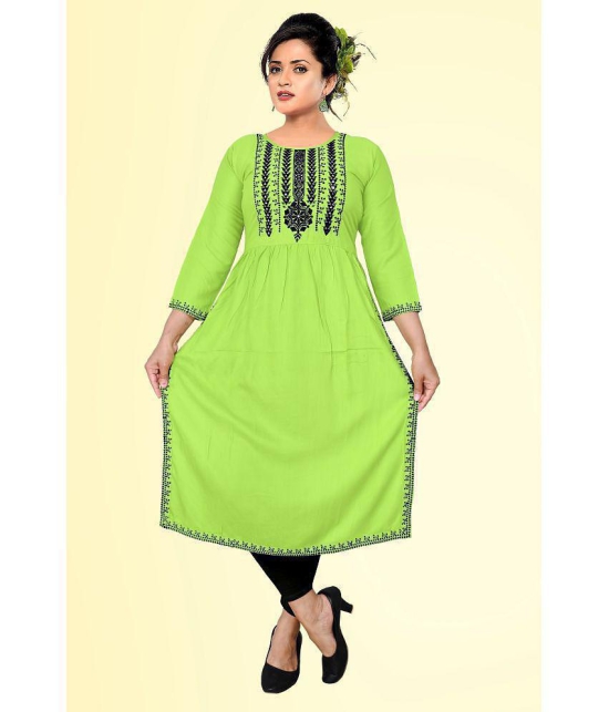 haya fashion - Lime Green Rayon Women's Straight Kurti ( Pack of 1 ) - None