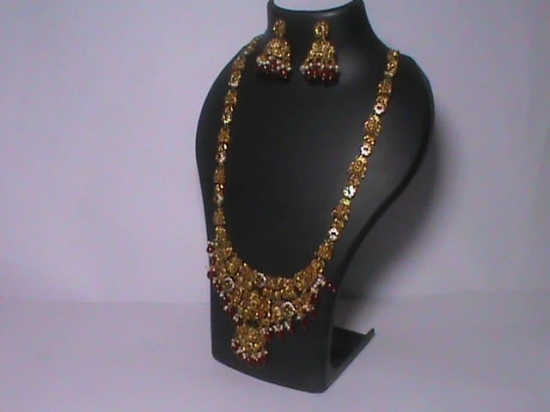 Indian Traditional Gold Plated Kundan Meenakari Necklace Set With Earrings