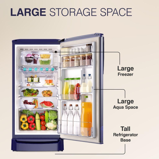 Godrej 180 L 3 Star Farm Fresh Crisper Technology With Jumbo Vegetable Tray Direct Cool Single Door Refrigerator (RD R190C THF FR BL, Floral Blue)