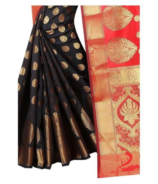 Gazal Fashions - Multicolor Banarasi Silk Saree With Blouse Piece (Pack of 1)