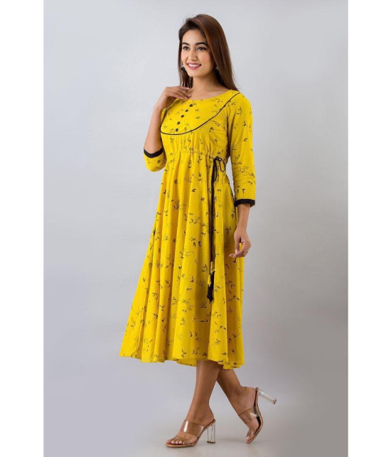 FabbibaPrints - Yellow Rayon Women's Anarkali Kurti ( Pack of 1 ) - None