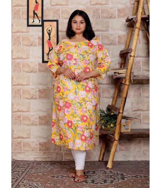 JC4U Cotton Blend Printed Straight Womens Kurti - Multicoloured ( Pack of 1 ) - None