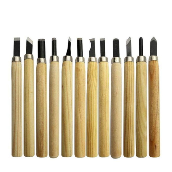 Rangwell 12 pcs Wood Carving Tool Set Whittling Wood Handle Chisel Woodworkers Tool