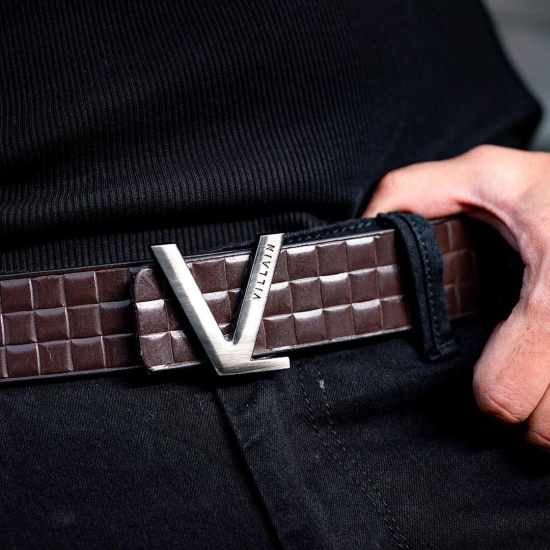 VILLAIN Brown Leather Belt 36