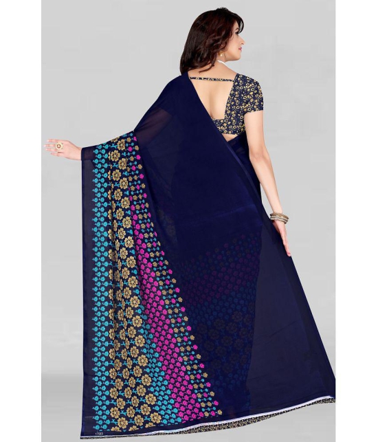 LEELAVATI - Navy Blue Georgette Saree With Blouse Piece ( Pack of 1 ) - Navy Blue