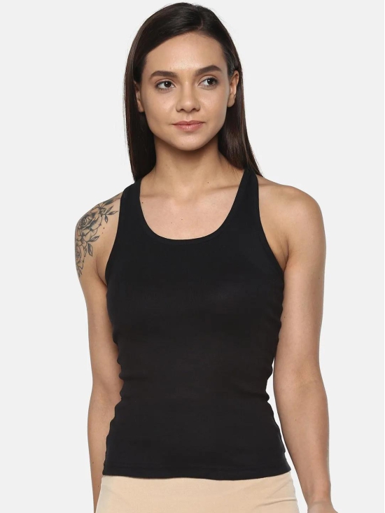 Womens Solid Pure Cotton Camisole with Racerback Style | SARA-BLK-1 |-XXL / 100% Cotton