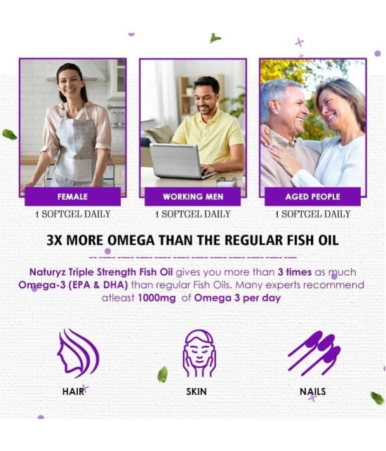 NATURYZ Triple Strength Omega 3 Fish Oil 2500 Mg with Highest EPA 1200mg, DHA 800mg - 50 Softgels