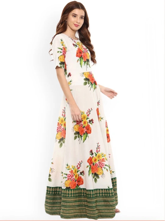 Women White Printed Maxi Dress