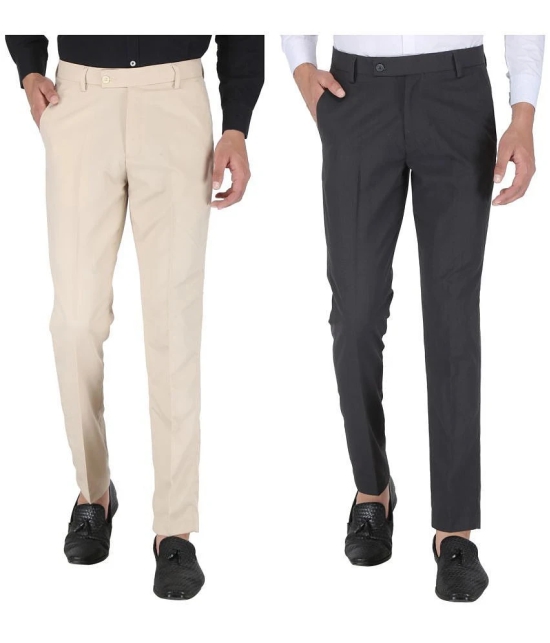 Playerz - Multicolor Polycotton Slim - Fit Mens Formal Pants ( Pack of 2 ) - None