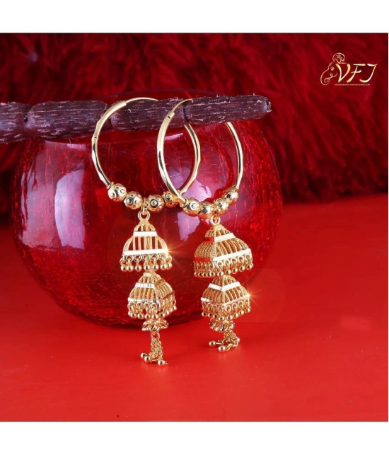 VIVASTRI Golden Jhumki Earrings ( Pack of 1 ) - Golden