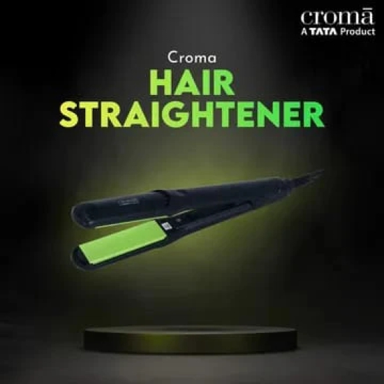 Croma Hair Straightener with Faster Heating (Ceramic Coated Plates, Black)