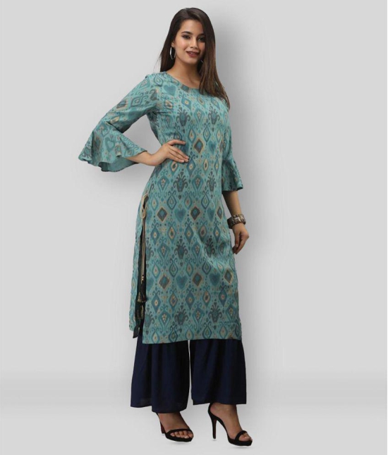 MAUKA - Turquoise Green Straight Rayon Womens Stitched Salwar Suit ( Pack of 1 ) - XL