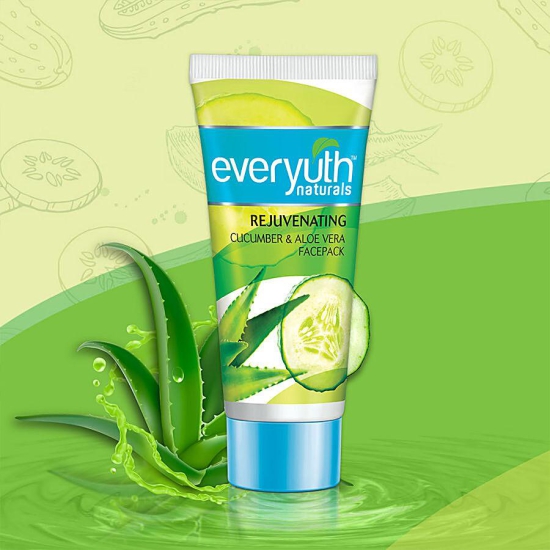 Everyuth Naturals Rejuvenating Face Pack - Cucumber & Aloe Vera, No Harmful Chemicals, 50 G Tube