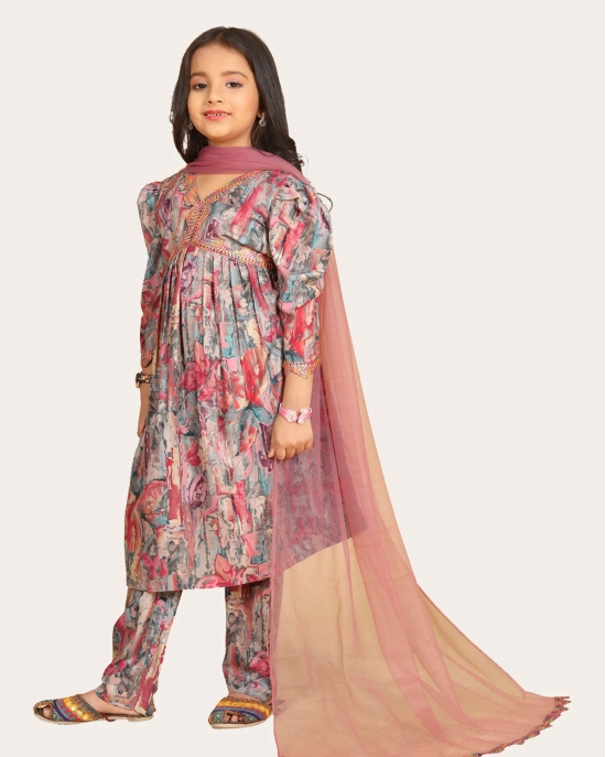 Girls Top Sharara Set  Elegant Top with Sharara for Kids Girls-Maroon / 11 - 12 Years