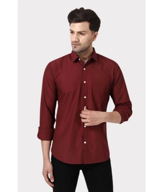 Springberry - 100% Cotton Slim Fit Maroon Mens Casual Shirt ( Pack of 1 ) - None