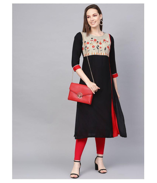 KSUT Black Viscose Straight Kurti - M