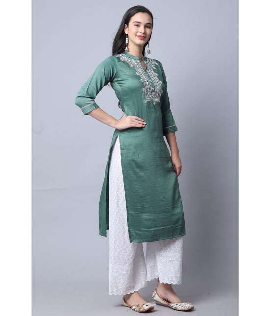 Rajnandini - Green Silk Women's A-line Kurti ( Pack of 1 ) - None