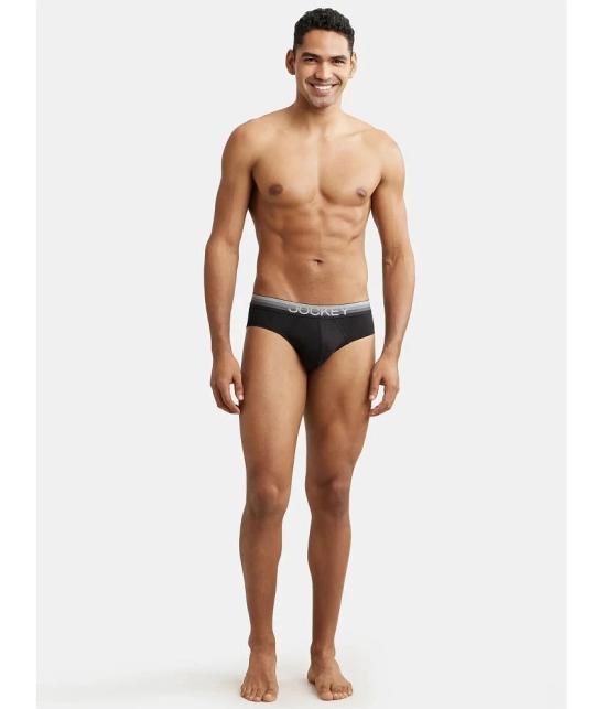 Jockey US07 Men Super Combed Cotton Elastane Solid Brief with Ultrasoft Waistband - Black - None