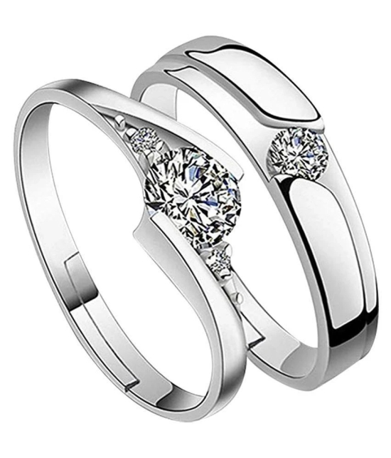 SILVERSHINE silverplated Gorgeous Diamond His and Her Adjustable Proposal Diamond Couple Ring for Men and Women Jewellery - None