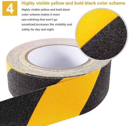 Anti Skid Anti Slip Self-Adhesive Waterproof tape for Slippery Floors, Staircase, Ramps and Outdoor/Indoor Stairs (Yellow-Black)