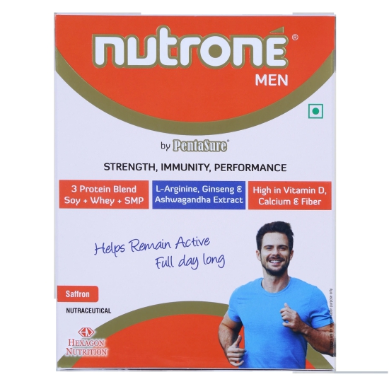 Nutrone Men Saffron Flavour 3 Protein Blend (Soy+Whey+SMP) Powder by Pentasure, 300g Carton with Free Shaker