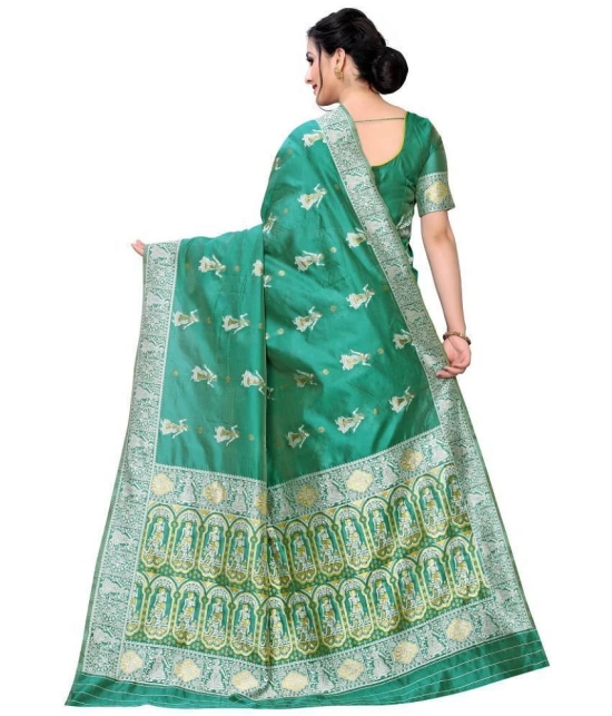 Vbuyz - Green Silk Blend Saree With Blouse Piece (Pack of 1)