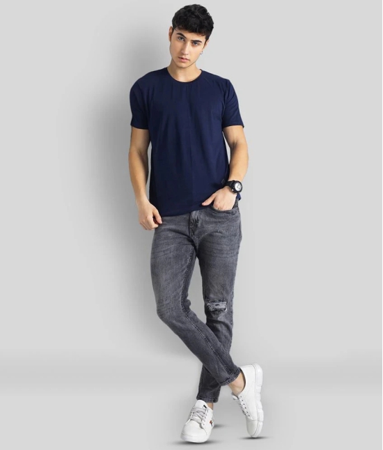 Paul Street - Navy Blue Cotton Blend Slim Fit Mens T-Shirt ( Pack of 1 ) - None