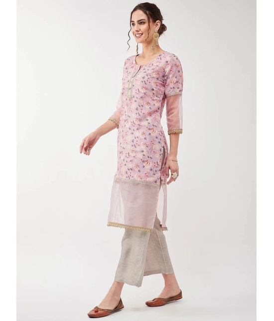 Pannkh - Pink Art Silk Womens Straight Kurti ( Pack of 1 ) - None