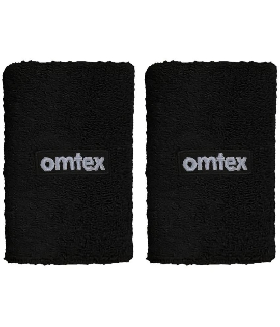 Omtex - Black Cotton Wrist Band ( 3 Pairs ) - One Size