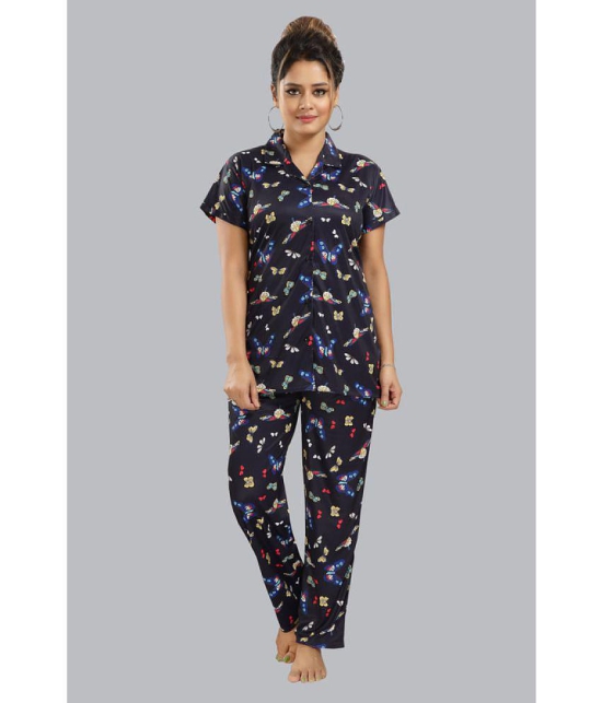 FOMTI - Navy Blue Satin Women's Nightwear Nightsuit Sets ( Pack of 1 ) - None