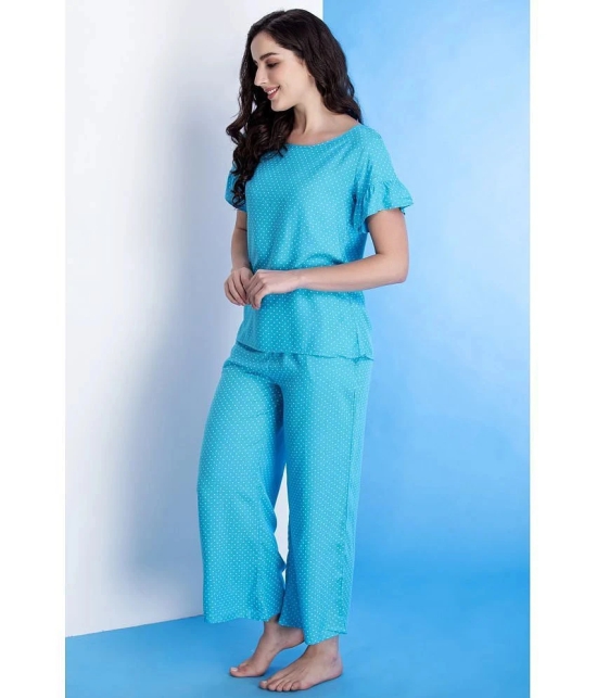 Clovia Rayon Nightsuit Sets - Blue - None