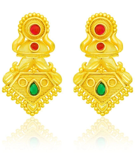 LUV FASHION Golden Drop Earrings ( Pack of 1 ) - Golden