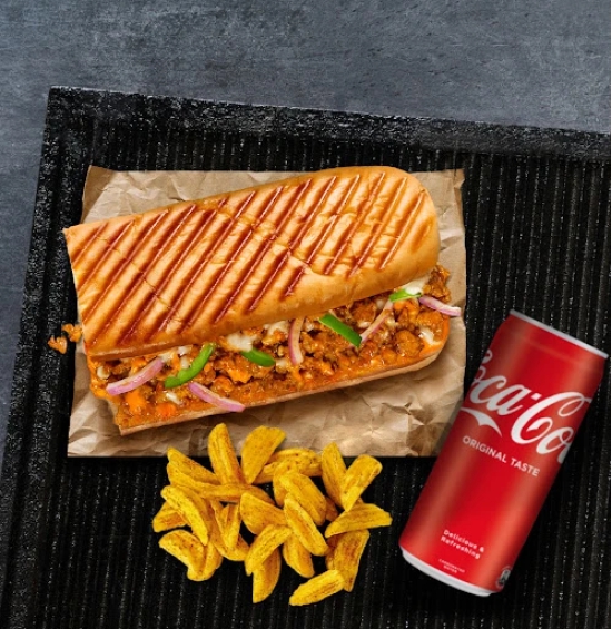 Chicken Keema Sandwich + Side + Coke