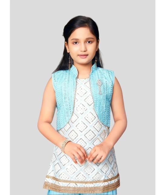 Aarika Sky Blue Silk Girls Patiala Kurta Set ( Pack of 1 ) - None