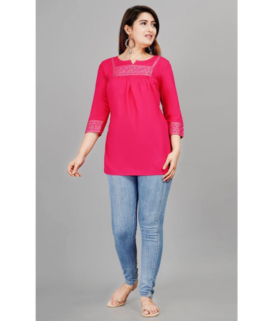 Smien - Pink Rayon Womens Ethnic Tunic ( Pack of 1 ) - None